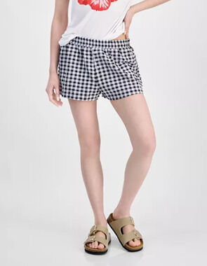 Planet Heart Juniors' Gingham Boxer Shorts Black Beauty L
